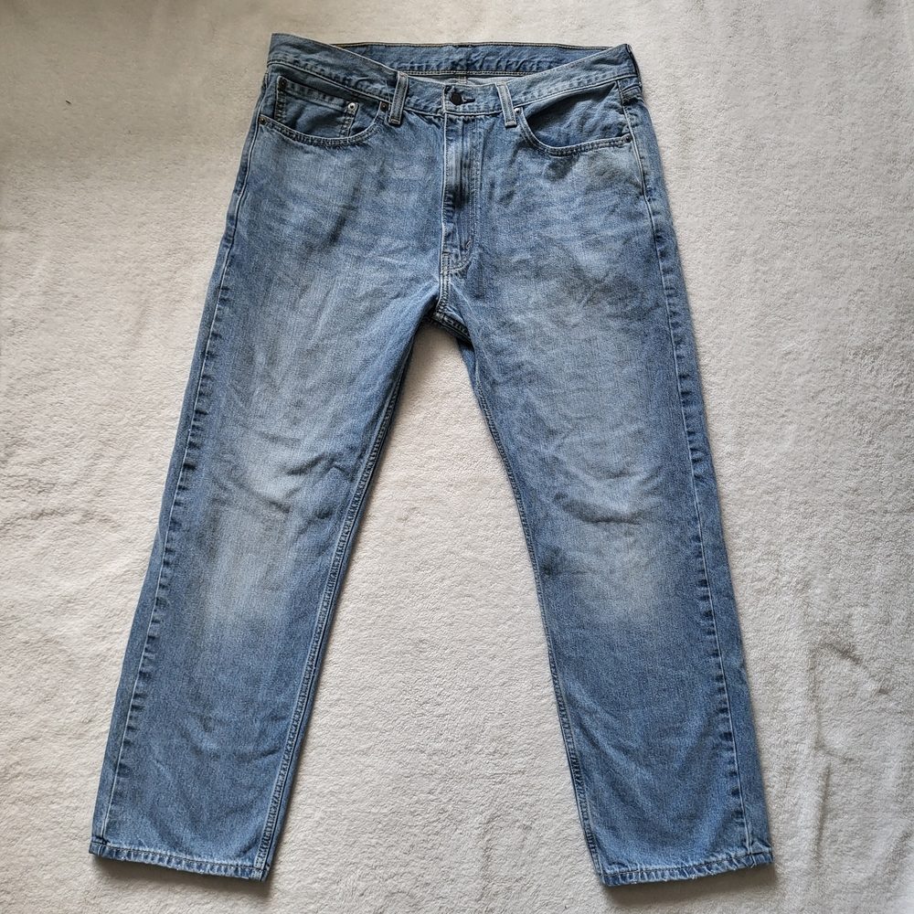 Levi's 505 Blue Relaxed Fit Men's Jeans with Vintage Wash straight leg 36x29